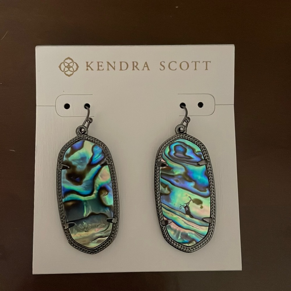 Kendra Scott Gunmetal & Abalone Elle Earrings